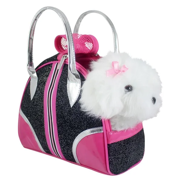 CHIEN AVEC SON SAC DE TRANSPORT