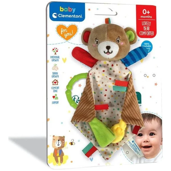 Clementoni Hochet - couverture en peluche à câliner avec poignée - Ourson