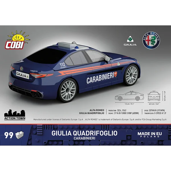 Cobi 24654 Alfa Romeo Giulia Quadrifoglio Carabinieri, 1:35, 99 k