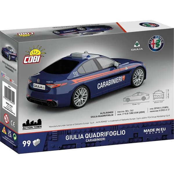 Cobi 24654 Alfa Romeo Giulia Quadrifoglio Carabinieri, 1:35, 99 k