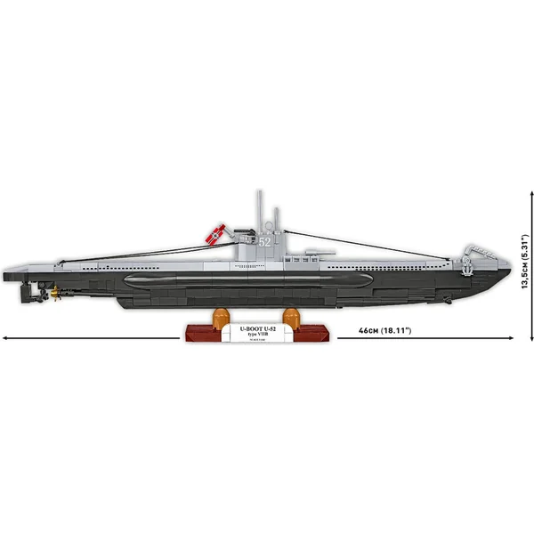 Cobi 4852 Seconde Guerre mondiale Sous-marin allemand VIIB (U-Boat U-52), 1:144, 470 k