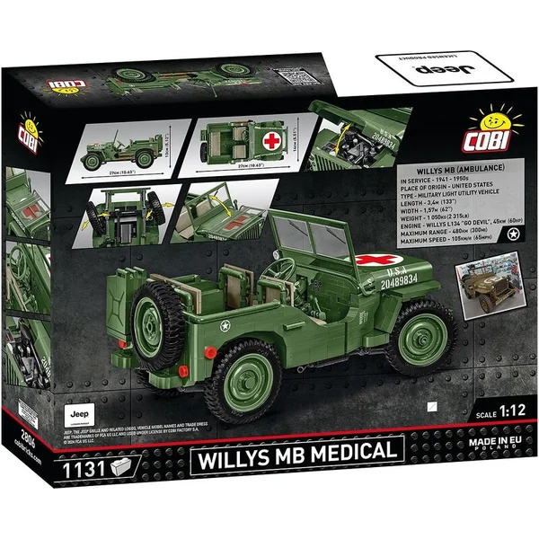 Cobi Willys MB ambulance 1:12, 1131 pièces
