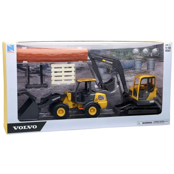 COFFRET 2 ENGINS T.P. VOLVO 1/18° AVEC ACCESSOIRES