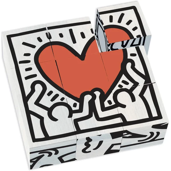 COFFRET DE 9 CUBES EN BOIS - KEITH HARING