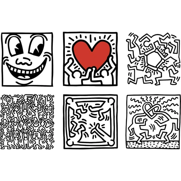 COFFRET DE 9 CUBES EN BOIS - KEITH HARING