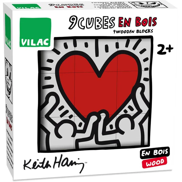 COFFRET DE 9 CUBES EN BOIS - KEITH HARING