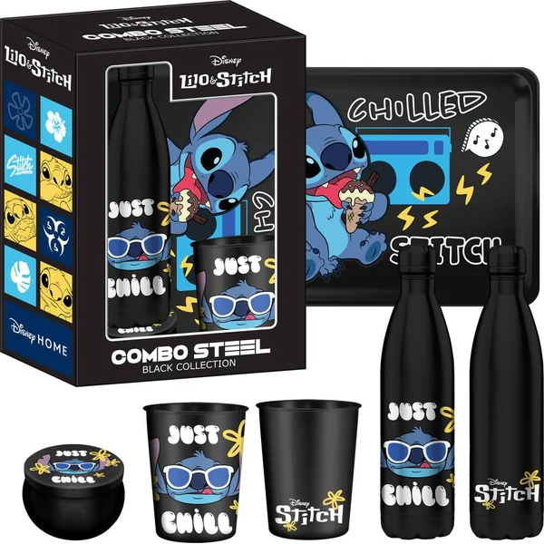COMBO STEEL DISNEY STITCH JUST CHILL - COFFRET 100% METAL