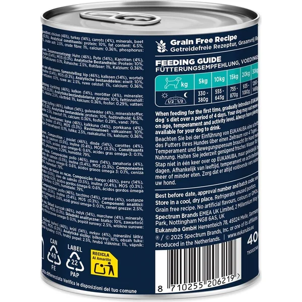 Conserve EUKANUBA Adult riche en dinde avec carottes 400 g