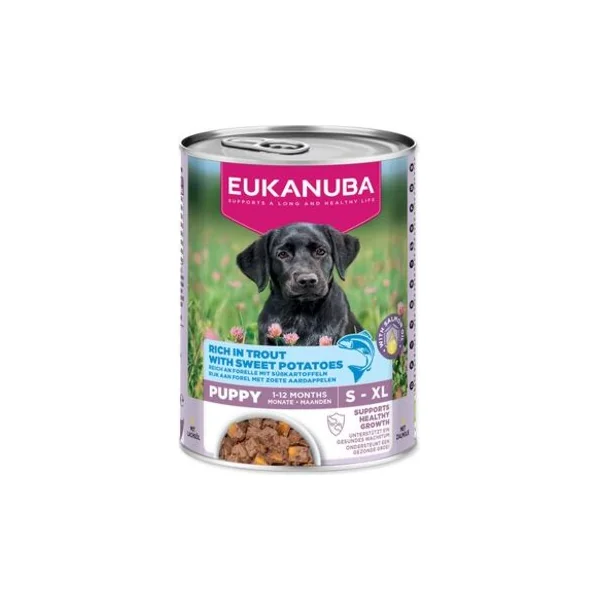 Conserve EUKANUBA Puppy riche en truite avec patates douces 400 g
