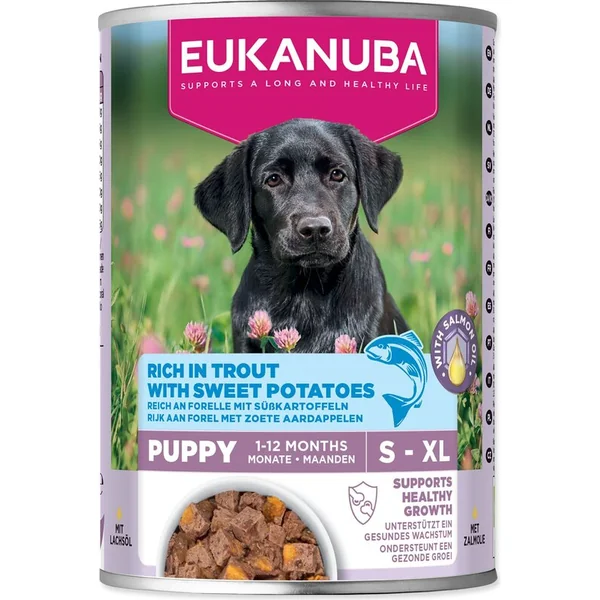 Conserve EUKANUBA Puppy riche en truite avec patates douces 400 g