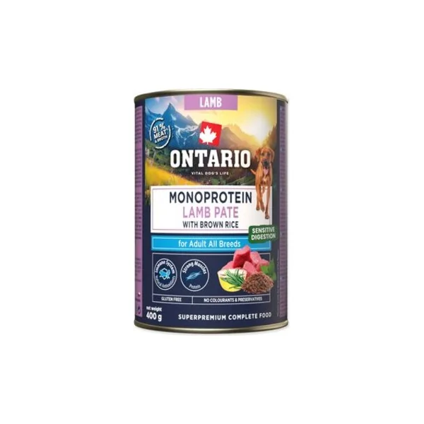 Conserve Ontario Adult monoprotein agneau pâté avec riz brun 400g