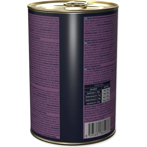 Conserve Ontario Adult monoprotein agneau pâté avec riz brun 400g