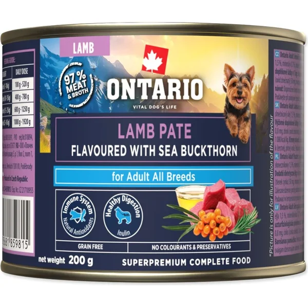 Conserve Ontario Adult pâté d'agneau avec saveur d'argousier 200g