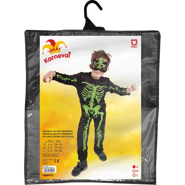 Costume enfant squelette néon (S)