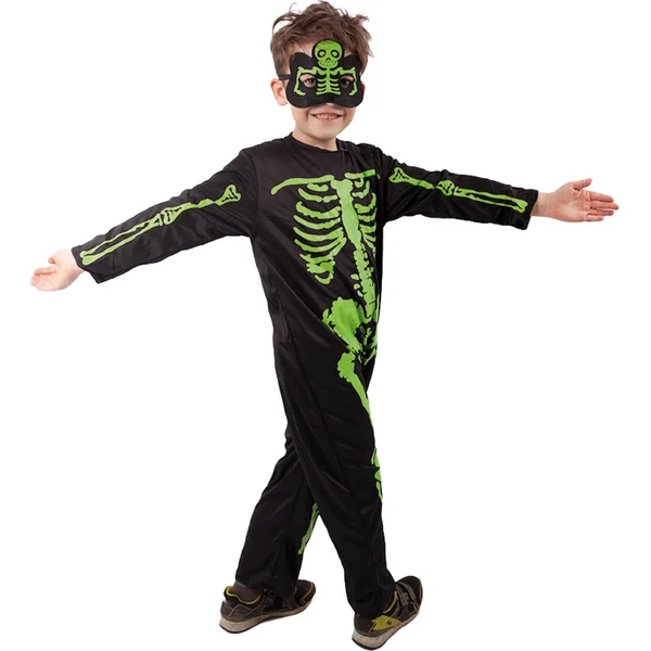 Costume enfant squelette néon (S)