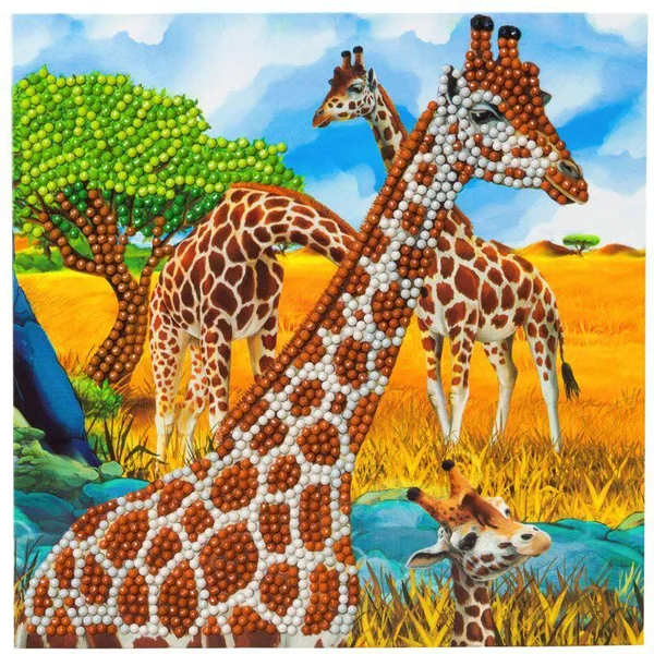 CRYSTAL ART KIT CARTE BRODERIE DIAMANT 18 X18 CM GIRAFES