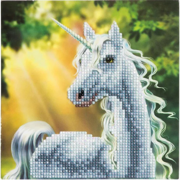 CRYSTAL ART KIT CARTE BRODERIE DIAMANT 18X18CM LICORNE