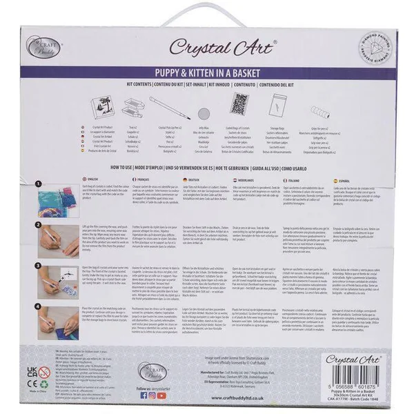 CRYSTAL ART KIT TABLEAU BRODERIE DIAMANT 30X30CM CHAT ET CHIE