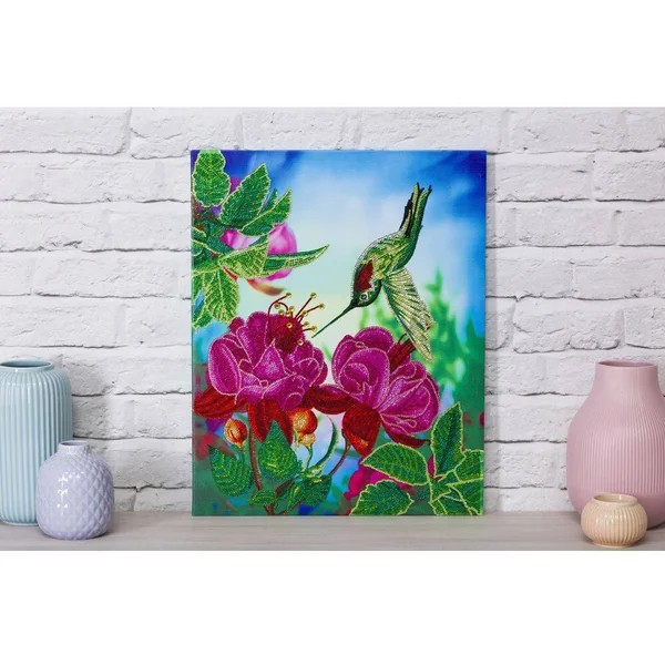 CRYSTAL ART KIT TABLEAU BRODERIE DIAMANT 40 X 50 CM COLIBRI