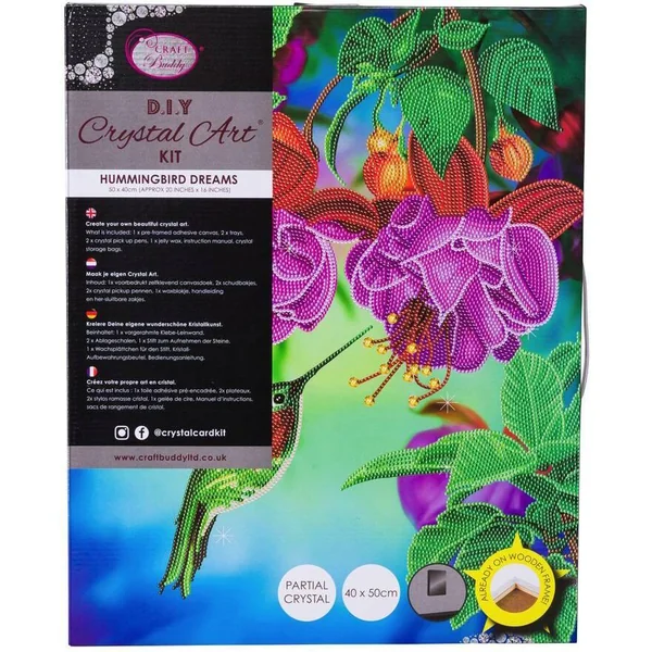 CRYSTAL ART KIT TABLEAU BRODERIE DIAMANT 40 X 50 CM COLIBRI