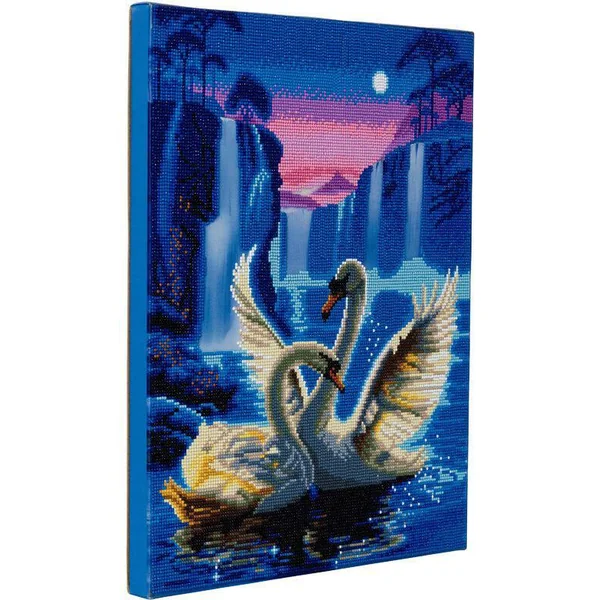 CRYSTAL ART KIT TABLEAU BRODERIE DIAMANT LED 40X50 LE LAC DE