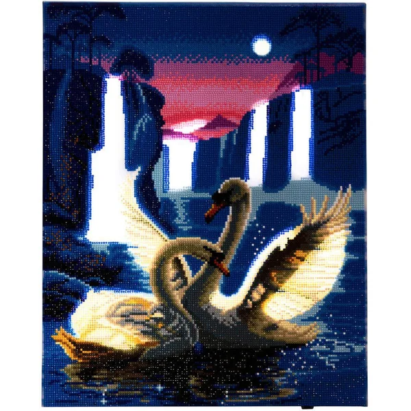 CRYSTAL ART KIT TABLEAU BRODERIE DIAMANT LED 40X50 LE LAC DE