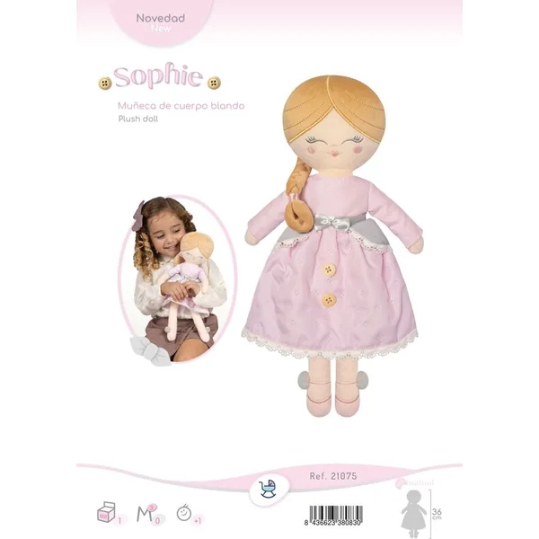DeCuevas 21075 Poupée en peluche Sophie 2025 - 36 cm
