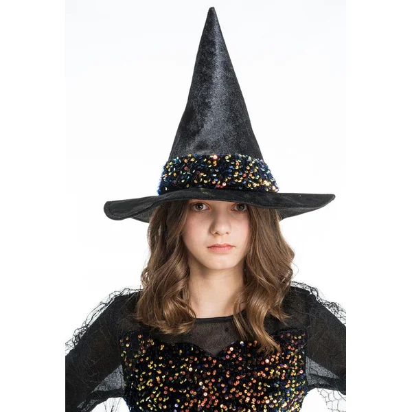 DEGUISEMENT - SORCIERE LUCINDA ORANGE A SEQUINS TAILLE 152 CM 11-13 ANS