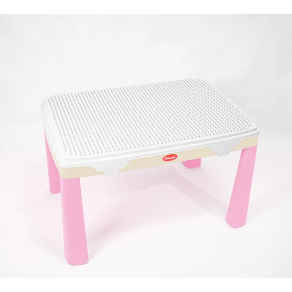 Doloni Table et chaise pour enfants avec tapis de jeu + 2 ensembles de construction - rose