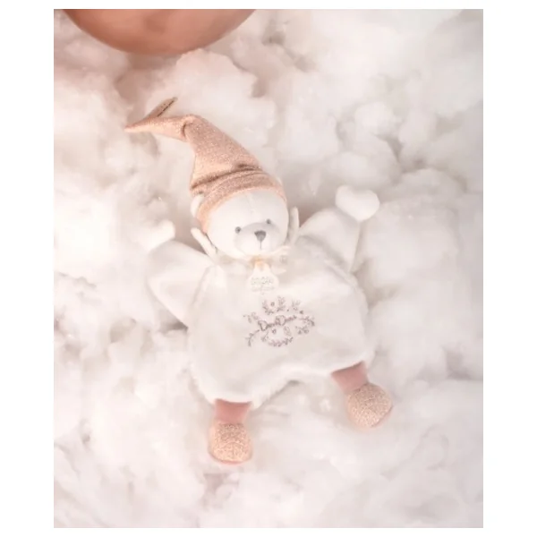 Doudou Coffret Cadeau Peluche câlin ours avec bonnet rose 25 cm