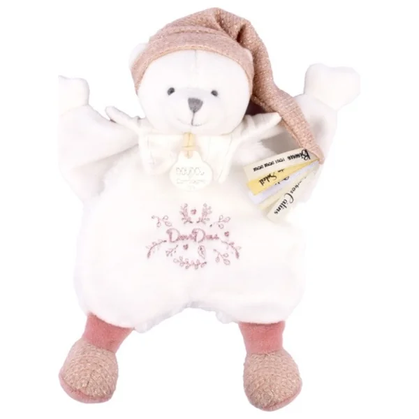 Doudou Coffret Cadeau Peluche câlin ours avec bonnet rose 25 cm