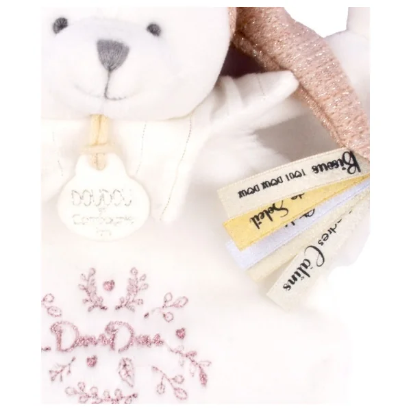 Doudou Coffret Cadeau Peluche câlin ours avec bonnet rose 25 cm