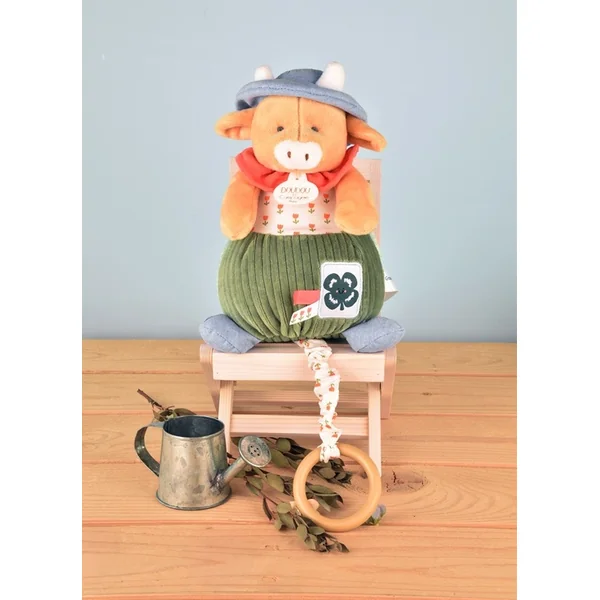 Doudou Coffret Cadeau Vache en Peluche Aneth Jouant une Mélodie 20 cm