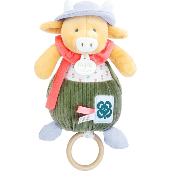 Doudou Coffret Cadeau Vache en Peluche Aneth Jouant une Mélodie 20 cm