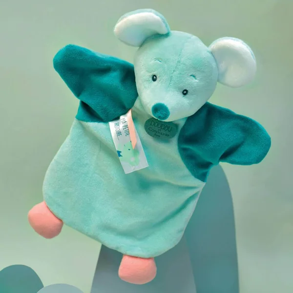 DOUDOU MARIONNETTE SOURIS VERTE - 25 CM