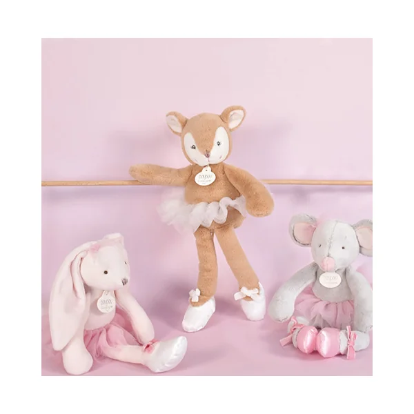 Doudou Peluche souris grise ballerine 30 cm
