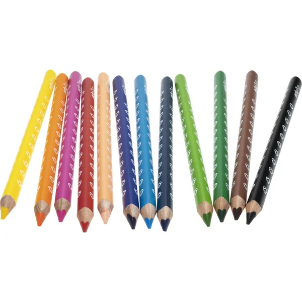 EDU3 Jumbo crayons triangulaires P36, mine 5 mm, 36 pièces -12 couleurs en pot