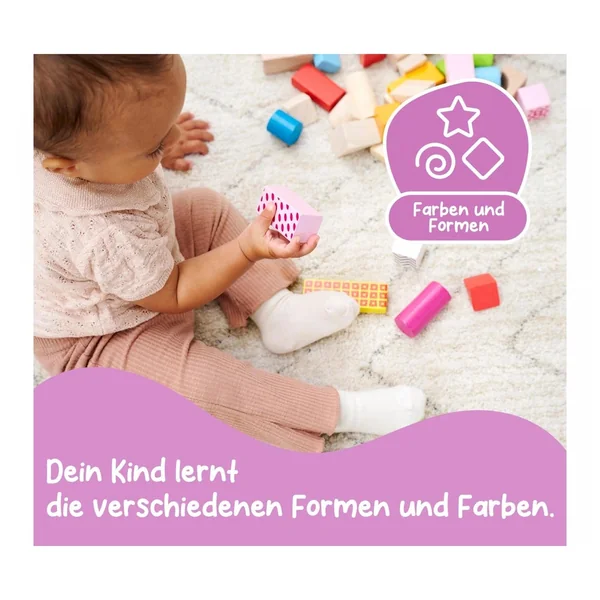 Eichhorn - Wooden Blocks in Bucket. 50 pcs. - Sorting & Stacking Toys