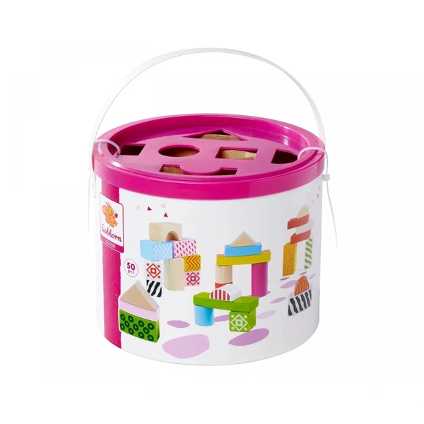 Eichhorn - Wooden Blocks in Bucket. 50 pcs. - Sorting & Stacking Toys