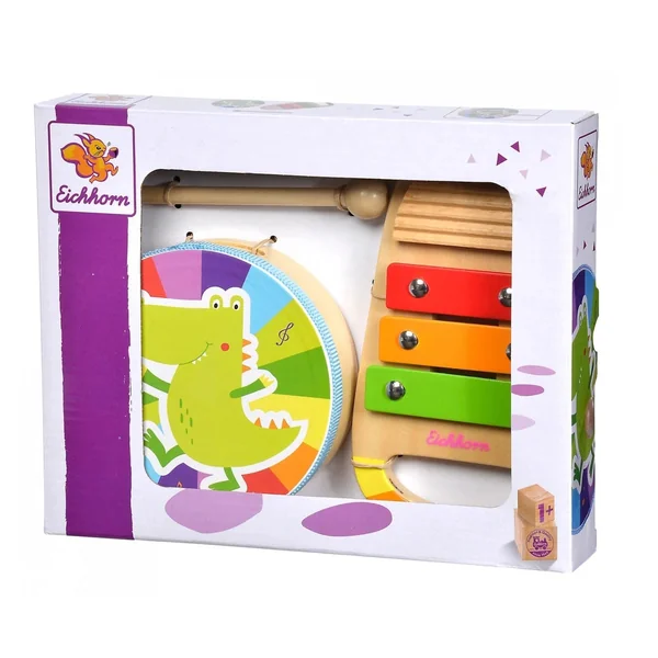 Eichhorn - Wooden Drum and Xylophone Music Set - 3 Pcs - Musical Instruments - Musical Instruments