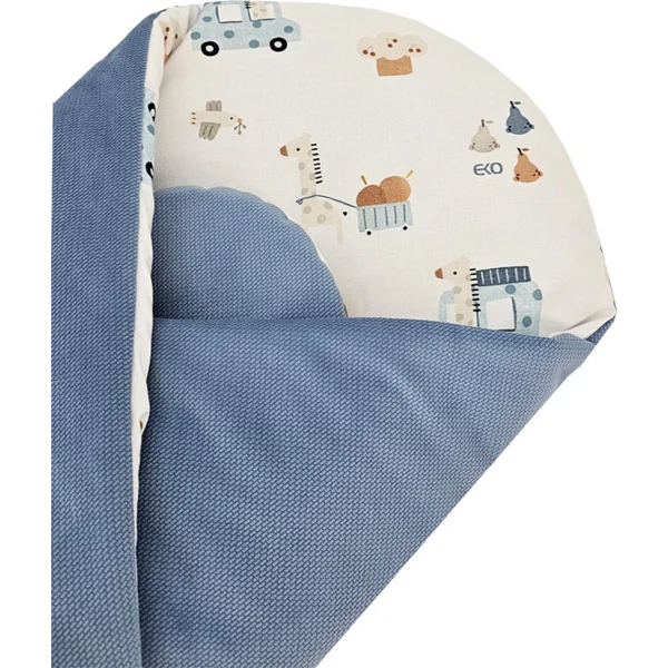 EKO Couverture en coton avec Velvet et intérieur en noix de coco nœud Giraffe blue 75x75 cm