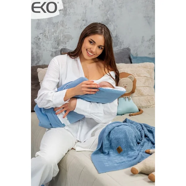 EKO Couverture en coton avec Velvet et intérieur en noix de coco nœud Giraffe blue 75x75 cm