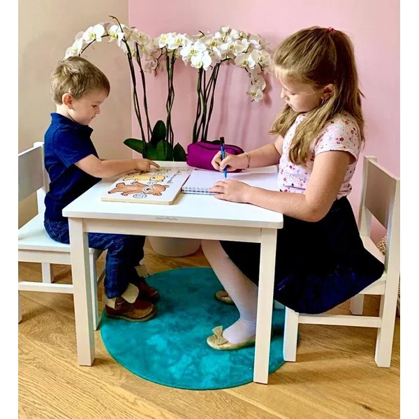 ENSEMBLE 1 TABLE + 2 CHAISES 4-7 ANS - BLANC