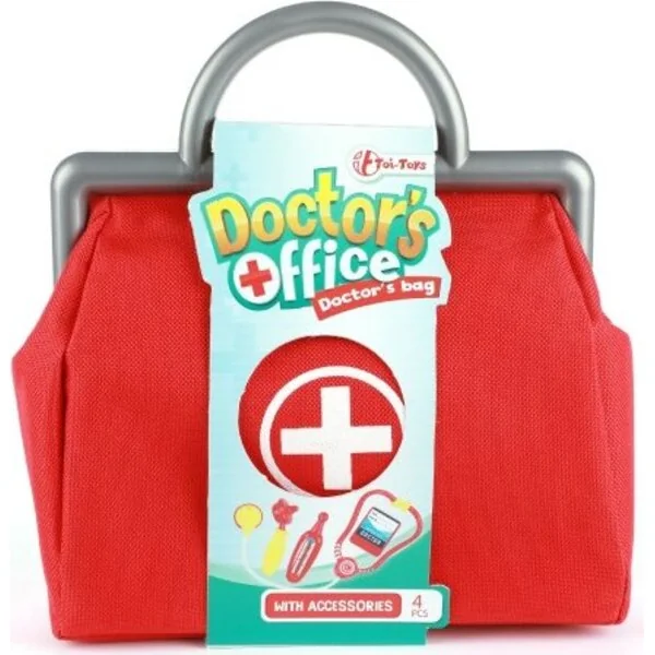 Ensemble docteur/médecin plastique 5 pièces dans un sac en tissu 22x23x8cm