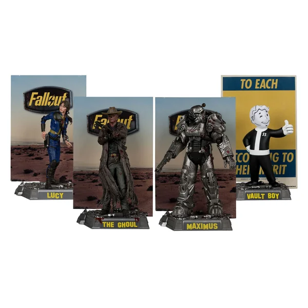 Fallout pack 4 statuettes PVC Lucy, Maximus, The Ghoul & Vault Boy McFarlane 15 cm