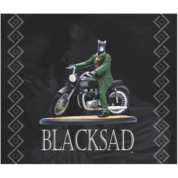 Figurine Blacksad sur sa moto Triumph, Attakus
