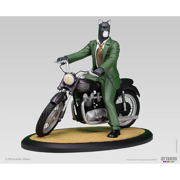 Figurine Blacksad sur sa moto Triumph, Attakus