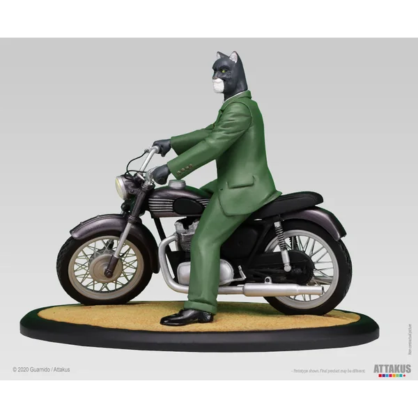 Figurine Blacksad sur sa moto Triumph, Attakus