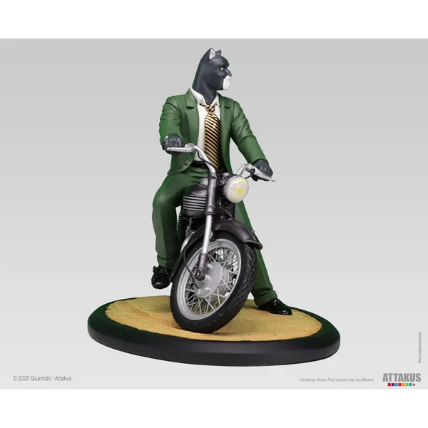 Figurine Blacksad sur sa moto Triumph, Attakus