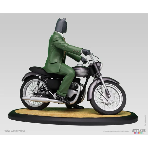 Figurine Blacksad sur sa moto Triumph, Attakus